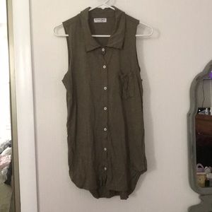 Michael Stars Distressed Sleeveless Olive Tunic